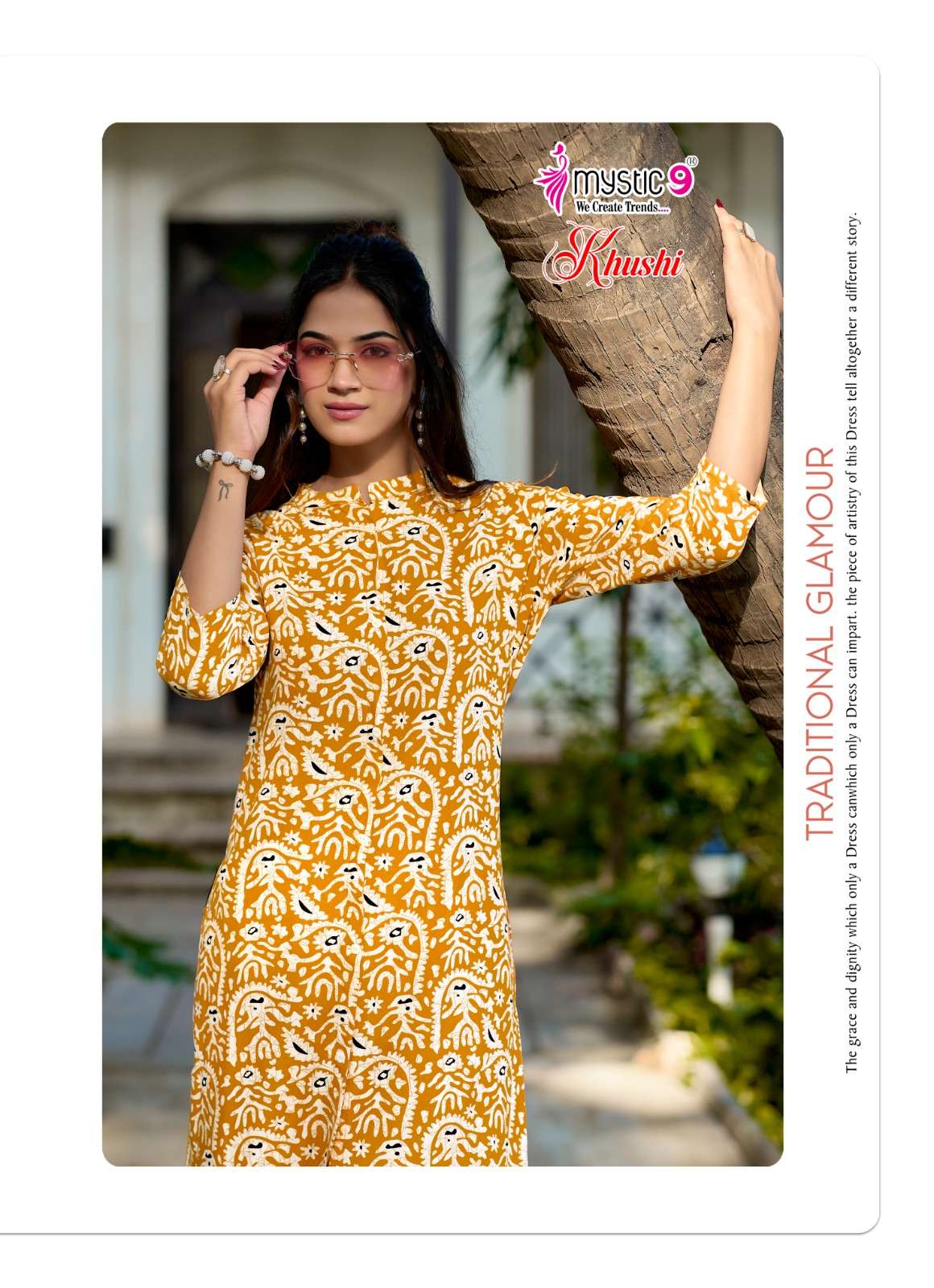 MYSTIC 9 KHUSHI VOL 9 HEAVY VISCOSE PRINT CO ORD SET CATALOGUE WESTERN OFFICE INDIA SHOP